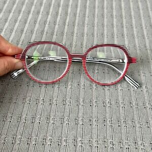JF Frey Retro Frames JF1515 49-18-143 Geometric Red White Black Striped Pattern